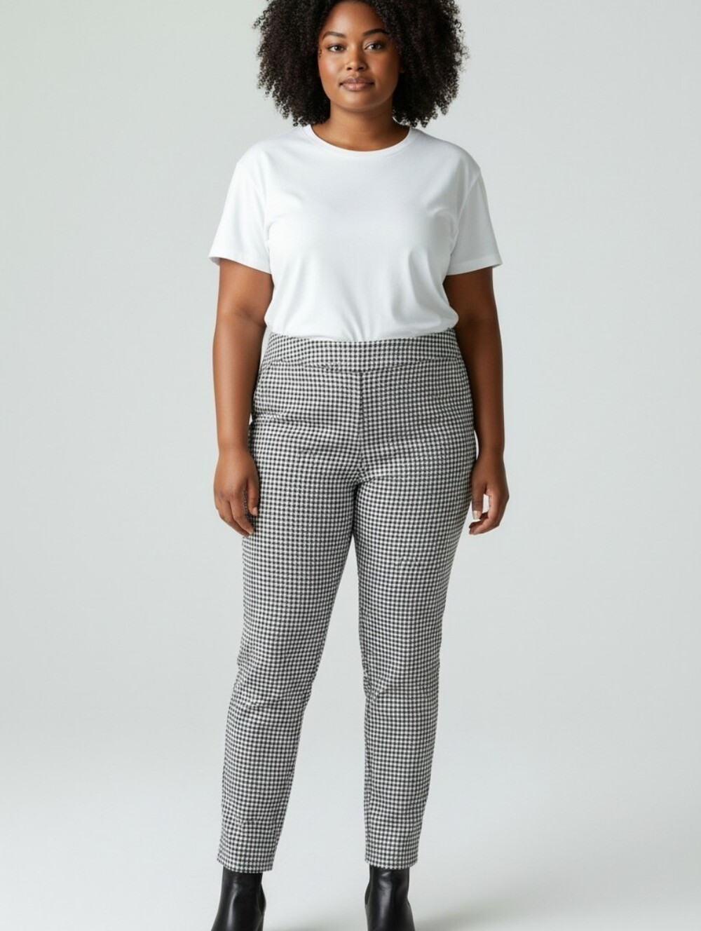 Kim Rogers Womens PullOn Pants Black/Whitw Houndstooth Gold Metallic Threads 18S